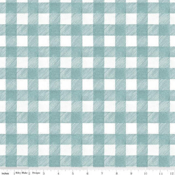 Fat Quarter End of Bolt - SALE White as Snow Buffalo Plaid C13562 Blue - Riley Blake  - Christmas Blue/White 3/4" Check - Quilting Cotton