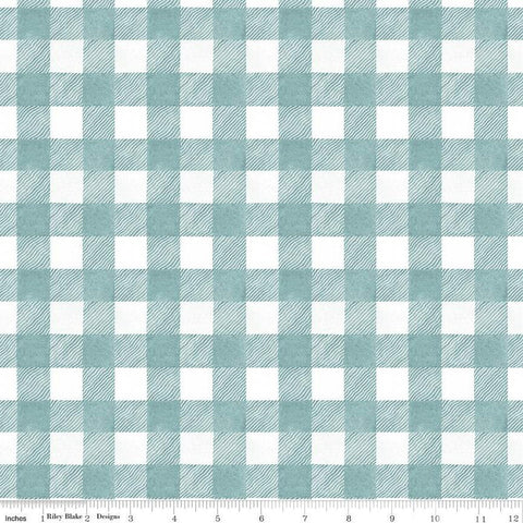 White as Snow Buffalo Plaid C13562 Blue - Riley Blake Designs - Christmas Blue/White 3/4" Check - Quilting Cotton Fabric