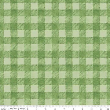 DEAL White as Snow Buffalo Plaid C13562 Green - Riley Blake Designs - Christmas 3/4" Check Checks - Quilting Cotton Fabric