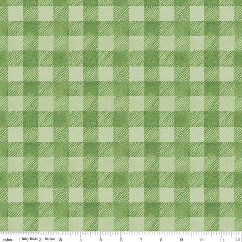 SALE White as Snow Buffalo Plaid C13562 Green - Riley Blake Designs - Christmas 3/4" Check Checks - Quilting Cotton Fabric