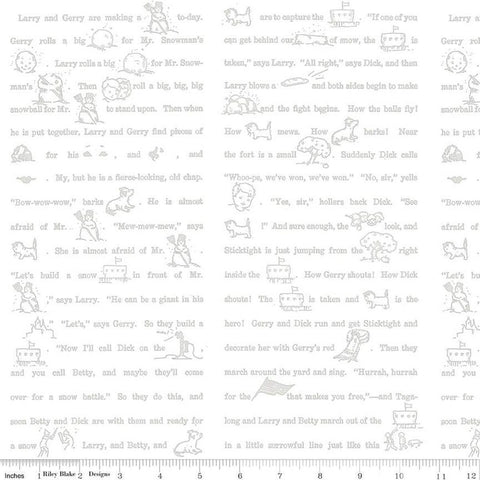 White as Snow Snow Story C13563 Gray - Riley Blake Designs - Christmas GrayText Pictures on White - Quilting Cotton Fabric