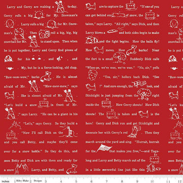 SALE White as Snow Snow Story C13563 Red - Riley Blake Designs - Christmas White Text Pictures - Quilting Cotton Fabric