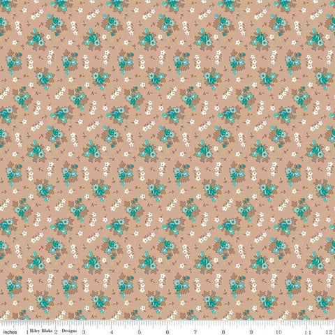 CLEARANCE Home Town Bills C13582 Tea Dye by Riley Blake Designs - Floral Flowers - Lori Holt - Quilting Cotton Fabric
