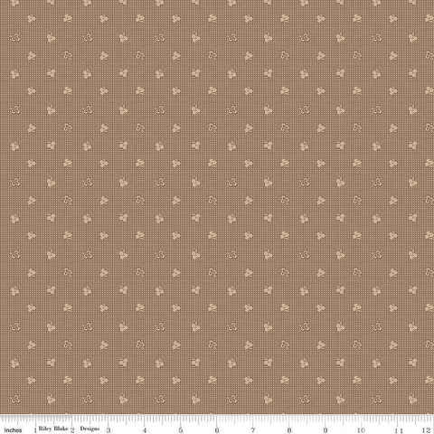 SALE Home Town Newman C13583 Brown Sugar by Riley Blake Designs - Floral Flowers Dotted Grid - Lori Holt - Quilting Cotton Fabric