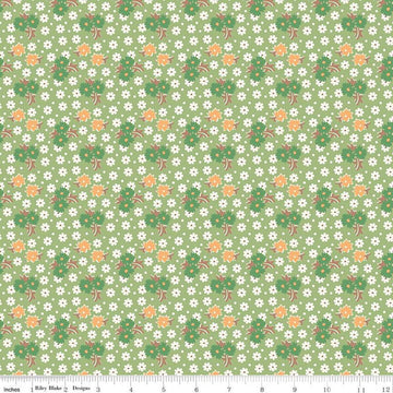 Home Town Sorenson C13586 Lettuce - Riley Blake Designs - Floral Flowers - Lori Holt - Quilting Cotton Fabric
