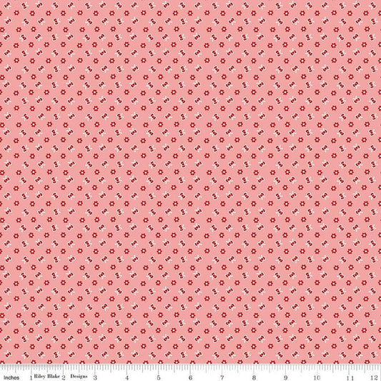 SALE Home Town Hardman C13587 Heirloom Coral - Riley Blake Designs - Floral Flowers - Lori Holt - Quilting Cotton Fabric