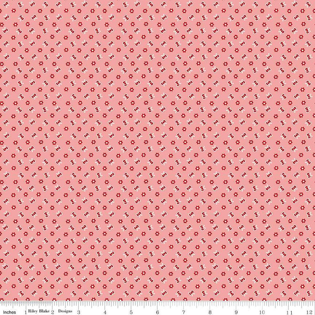 SALE Home Town Hardman C13587 Heirloom Coral by Riley Blake Designs - Floral Flowers - Lori Holt - Quilting Cotton Fabric