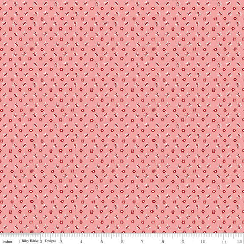 SALE Home Town Hardman C13587 Heirloom Coral by Riley Blake Designs - Floral Flowers - Lori Holt - Quilting Cotton Fabric