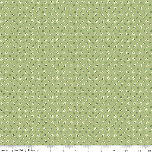 SALE Home Town Hardman C13587 Lettuce - Riley Blake Designs - Floral Flowers - Lori Holt - Quilting Cotton Fabric