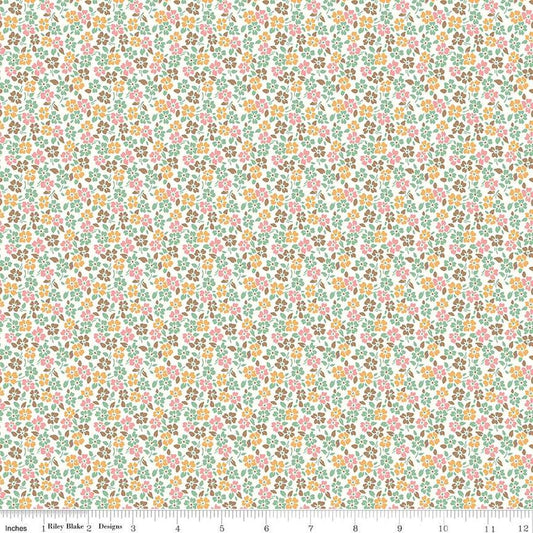 SALE Home Town Forman C13589 Leaf - Riley Blake Designs - Floral Flowers - Lori Holt - Quilting Cotton Fabric