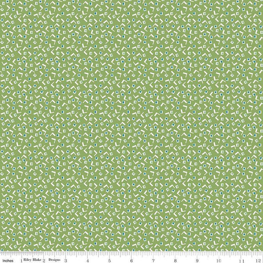 CLEARANCE 15" End of Bolt - Home Town Mangum C13592 Light Basil by Riley Blake - Geometric Shapes - Lori Holt - Quilting Cotton Fabric