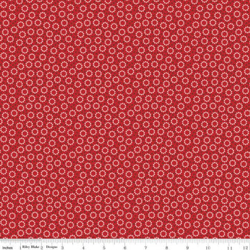 Home Town Miller C13593 Schoolhouse Red - Riley Blake Designs - Floral Flowers Dots - Lori Holt - Quilting Cotton Fabric