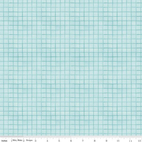 White as Snow Windowpane Plaid C13565 Blue - Riley Blake Designs - Christmas 1/2" Irregular Grid - Quilting Cotton Fabric