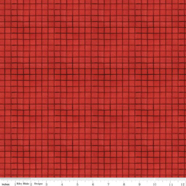 White as Snow Windowpane Plaid C13565 Red - Riley Blake Designs - Christmas 1/2" Irregular Grid - Quilting Cotton Fabric