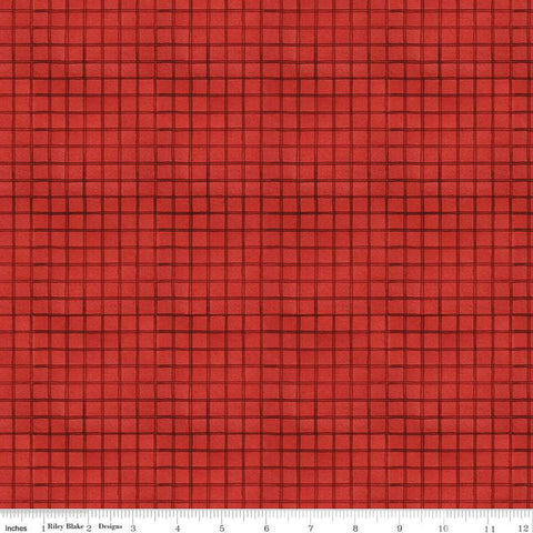 White as Snow Windowpane Plaid C13565 Red - Riley Blake Designs - Christmas 1/2" Irregular Grid - Quilting Cotton Fabric