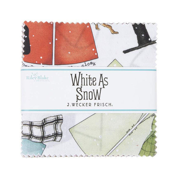 White as Snow Charm Pack 5" Stacker Bundle - Riley Blake Designs - 42 piece Precut Pre cut - Christmas - Quilting Cotton Fabric