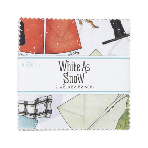 White as Snow Charm Pack 5" Stacker Bundle - Riley Blake Designs - 42 piece Precut Pre cut - Christmas - Quilting Cotton Fabric