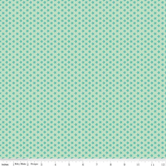Bee Basics Tiny Daisy Teal - Riley Blake Designs - Floral Flowers - Quilting Cotton Fabric