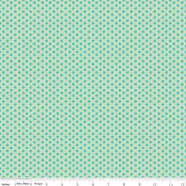 SALE Bee Basics Tiny Daisy C6403 Teal by Riley Blake Designs - Floral Flowers - Lori Holt - Quilting Cotton Fabric