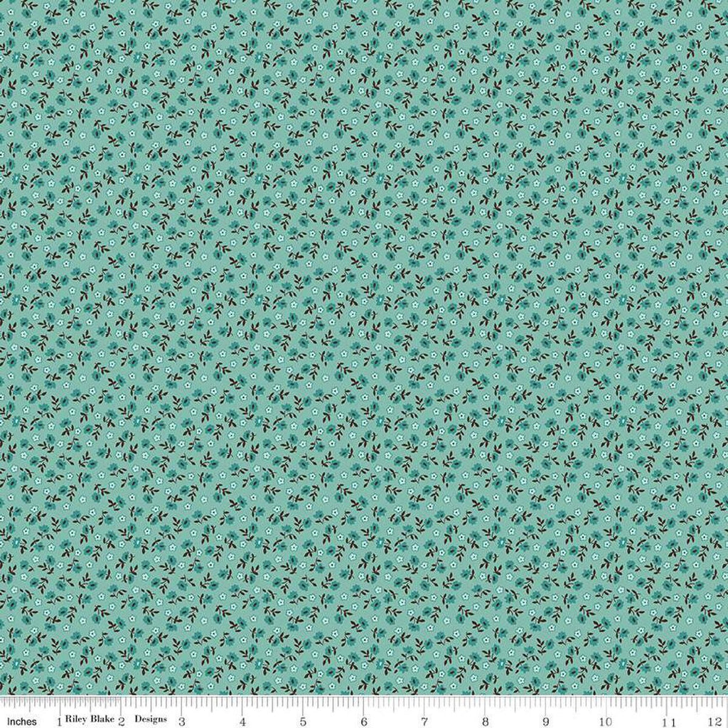 SALE Home Town Bodell C13594 Heirloom Sea Glass by Riley Blake Designs - Floral Flowers - Lori Holt - Quilting Cotton Fabric