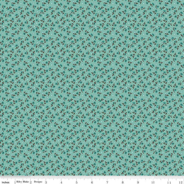 SALE Home Town Bodell C13594 Heirloom Sea Glass by Riley Blake Designs - Floral Flowers - Lori Holt - Quilting Cotton Fabric