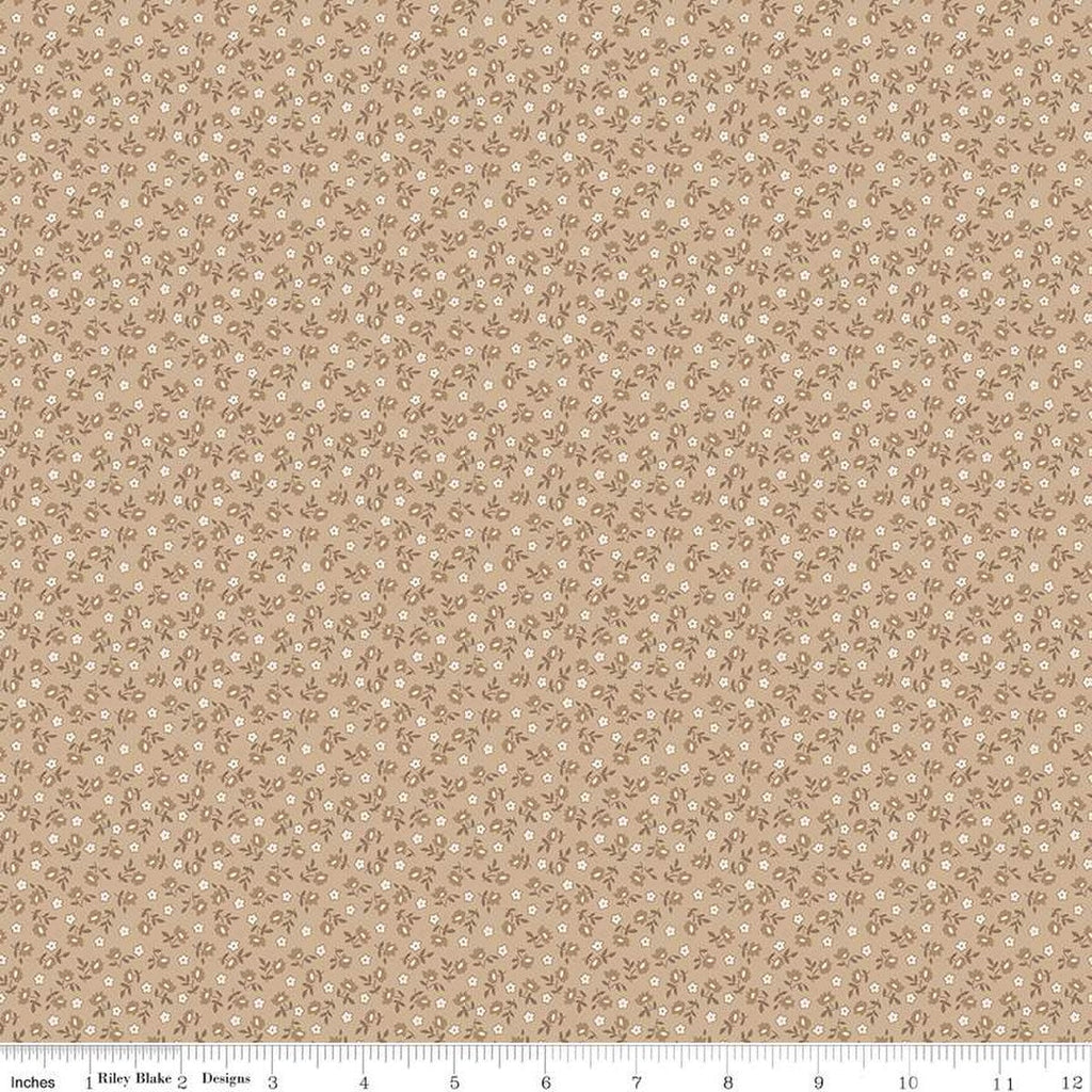 SALE Home Town Bodell C13594 Tea Dye by Riley Blake Designs - Floral Flowers - Lori Holt - Quilting Cotton Fabric