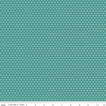 CLEARANCE Home Town Dansie C13595 Teal - Riley Blake Designs - Geometric Dots Ovals Squares - Lori Holt - Quilting Cotton Fabric