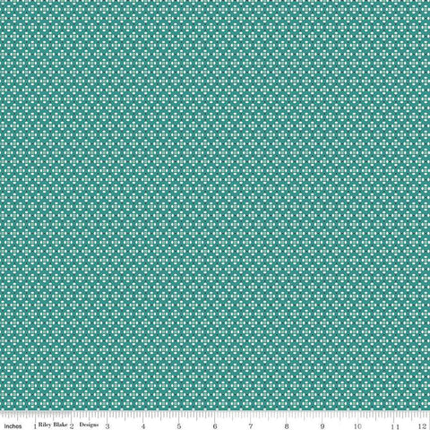 SALE Home Town Dansie C13595 Teal by Riley Blake Designs - Geometric Dots Ovals Squares - Lori Holt - Quilting Cotton Fabric