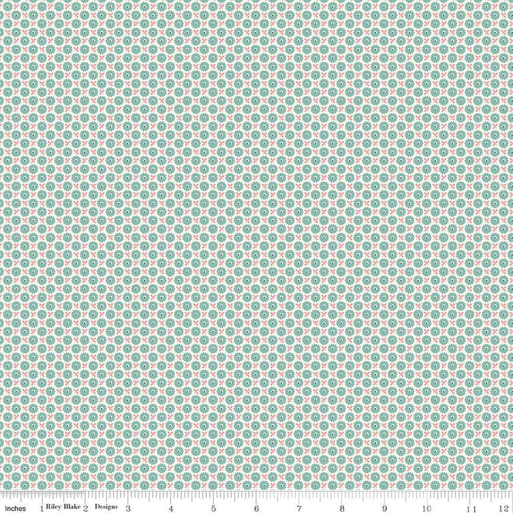 SALE Home Town Crane C13596 Heirloom Sea Glass by Riley Blake Designs - Floral Flowers - Lori Holt - Quilting Cotton Fabric