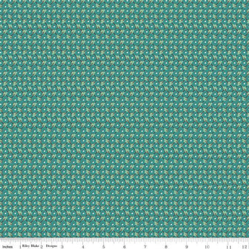 SALE Home Town Freeman C13597 Teal - Riley Blake Designs - Leaves Leaf Lattice - Lori Holt - Quilting Cotton Fabric