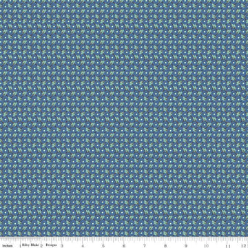 SALE Home Town Freeman C13597 Denim - Riley Blake Designs - Leaves Leaf Lattice - Lori Holt - Quilting Cotton Fabric