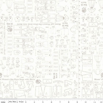 SALE Home Town Patterns C13599 Pewter - Riley Blake Designs - Vintage Clothing Patterns - Lori Holt - Quilting Cotton Fabric
