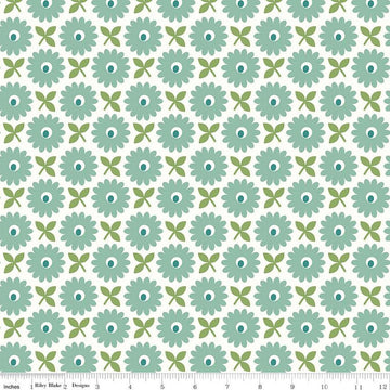 2 Yard 32" End of Bolt - SALE Home Town WIDEBACK WB13601 Heirloom Sea Glass - Riley Blake - 108" Floral - Lori Holt - Quilting Cotton Fabric