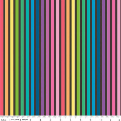 Make Rainbow Stripe C13421 Black - Riley Blake Designs - Stripes Striped - Quilting Cotton Fabric