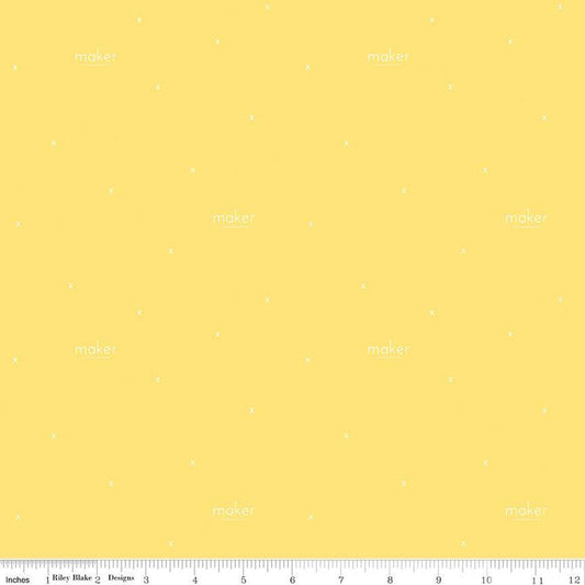 CLEARANCE Fat Quarter End of Bolt - Make Maker C13424 Yellow - Riley Blake Designs - Text Xs - Quilting Cotton Fabric
