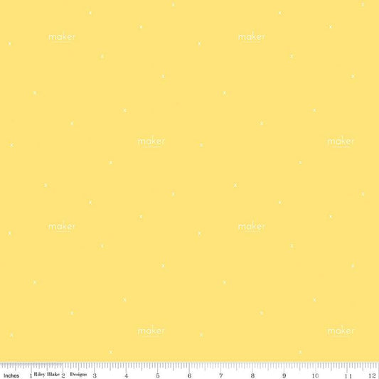 CLEARANCE 31" End of Bolt - Make Maker C13424 Yellow - Riley Blake Designs - Text Xs - Quilting Cotton Fabric