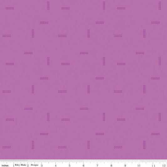 CLEARANCE Make Stitched Up C13425 Violet - Riley Blake Designs - Dashed Lines Tone-on-Tone - Quilting Cotton Fabric
