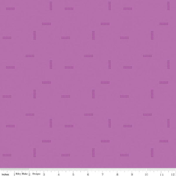 SALE Make Stitched Up C13425 Violet - Riley Blake Designs - Dashed Lines Tone-on-Tone - Quilting Cotton Fabric