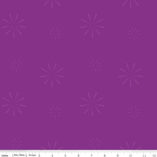 Fat Quarter End of Bolt - CLEARANCE Make Seam Ripper C13426 Purple by Riley Blake Designs - Starbursts Tone-on-Tone - Quilting Cotton Fabric