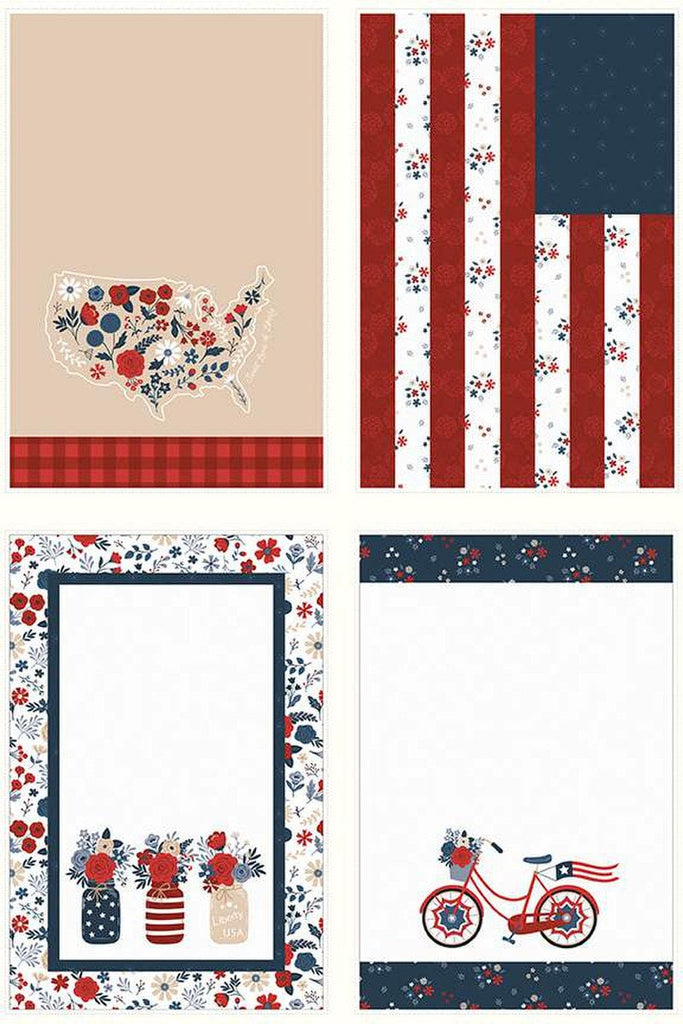 SALE Red, White and True Home Decor Patriotic Tea Towel LIGHT CANVAS Panel HD13192 by Riley Blake Designs - Lightweight Canvas Cotton