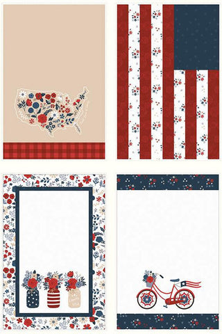 Red, White and True Home Decor Patriotic Tea Towel LIGHT CANVAS Panel HD13192 by Riley Blake Designs - Lightweight Canvas Cotton
