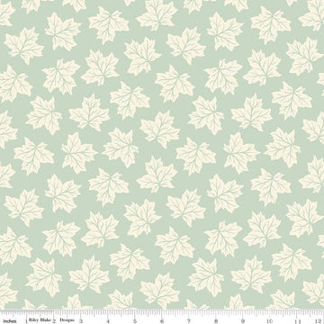 SALE Shades of Autumn Leaves C13472 Tea Green - Riley Blake Designs - Thanksgiving Fall Cream Leaves - Quilting Cotton Fabric