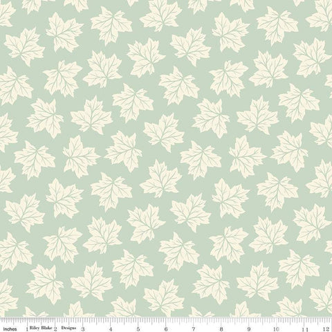 Shades of Autumn Leaves C13472 Tea Green by Riley Blake Designs - Thanksgiving Fall Cream Leaves - Quilting Cotton Fabric