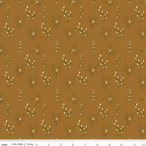 CLEARANCE Fall's in Town Drawing C13513 Tan by Riley Blake  - Thanksgiving Autumn Leaves - Quilting Cotton
