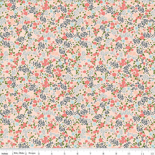 12" End of Bolt - SALE Day in the Life Floral C13662 Blush by Riley Blake Designs - Flowers Blossoms - Quilting Cotton Fabric