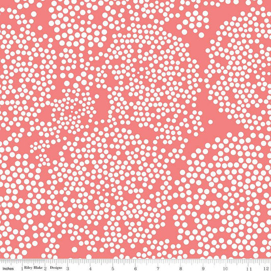 SALE Day in the Life Dots C13663 Lipstick - Riley Blake Designs - White Dots Dot Dotted - Quilting Cotton Fabric