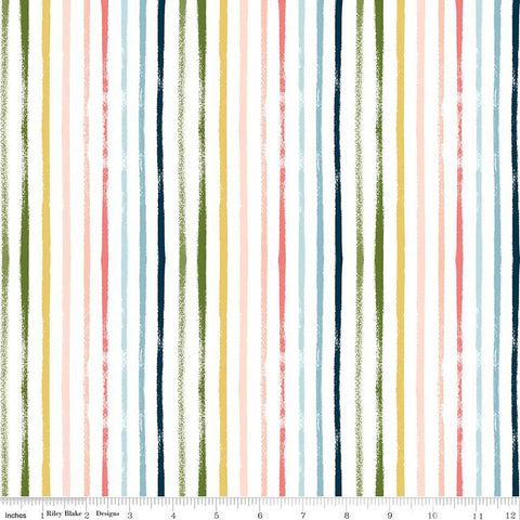 Day in the Life Stripes C13664 White - Riley Blake Designs - Brushstroke Stripes Stripe Striped - Quilting Cotton Fabric