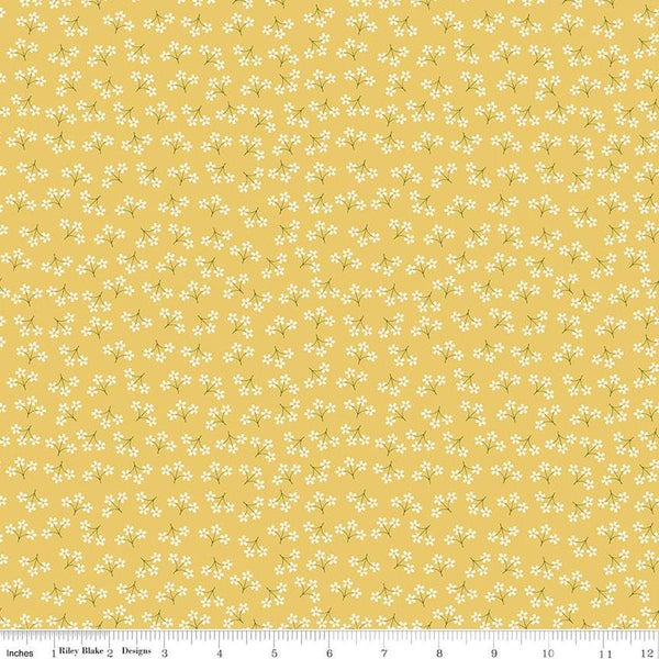 Day in the Life Blossoms C13665 Honey by Riley Blake Designs - Floral White Flowers - Quilting Cotton Fabric