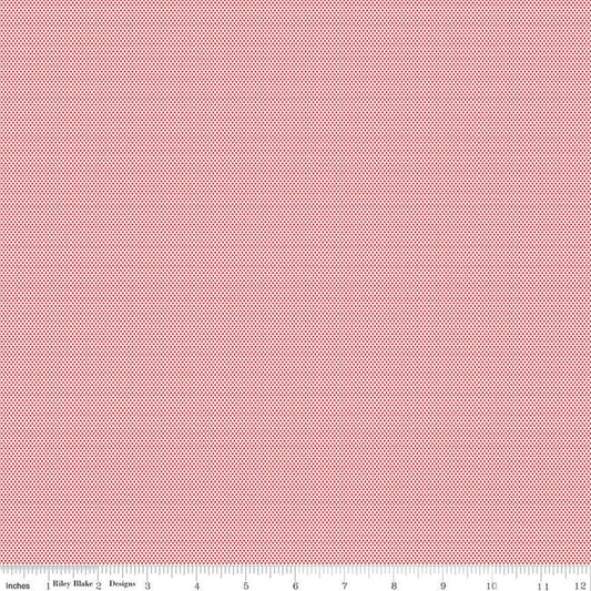 34" End of Bolt - CLEARANCE POParazzi on Cream C815 Red - Riley Blake Designs - Geometric Tiny Squares - Quilting Cotton Fabric
