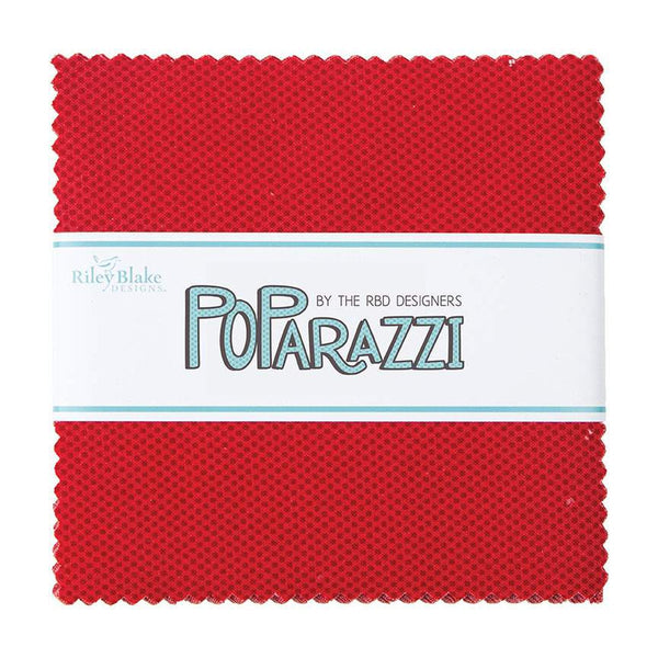SALE POParazzi Red Charm Pack 5" Stacker Bundle - Riley Blake Designs - 42 piece Precut Pre cut - Tiny Squares - Quilting Cotton Fabric